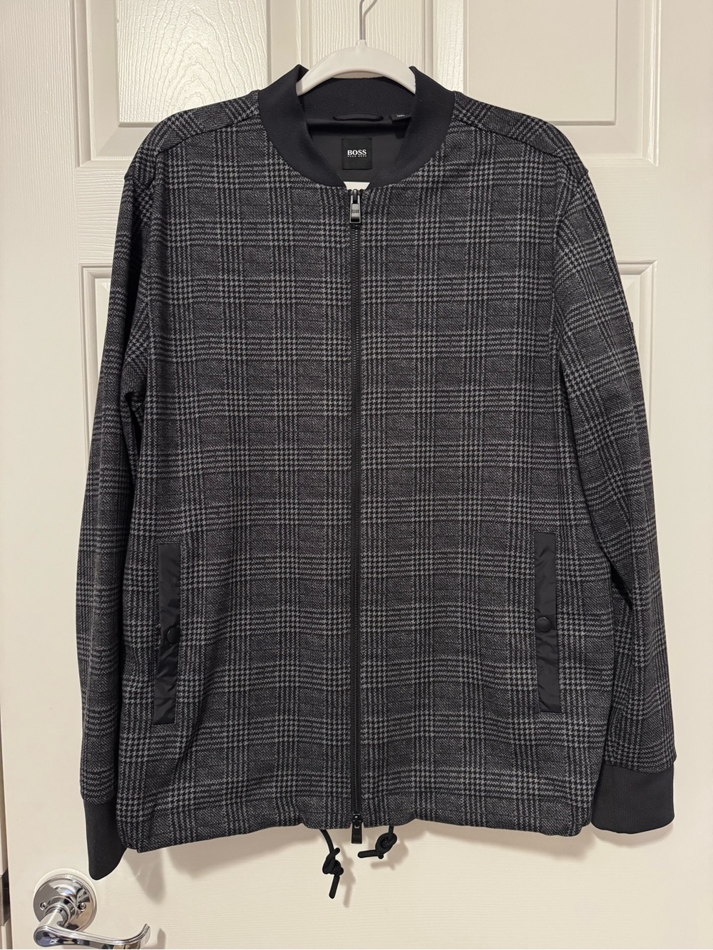 Hugo Boss Black & Gray Glen Plaid Zip Bomber Jacket